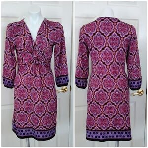 ICE medallion print gathered front dress sz 6